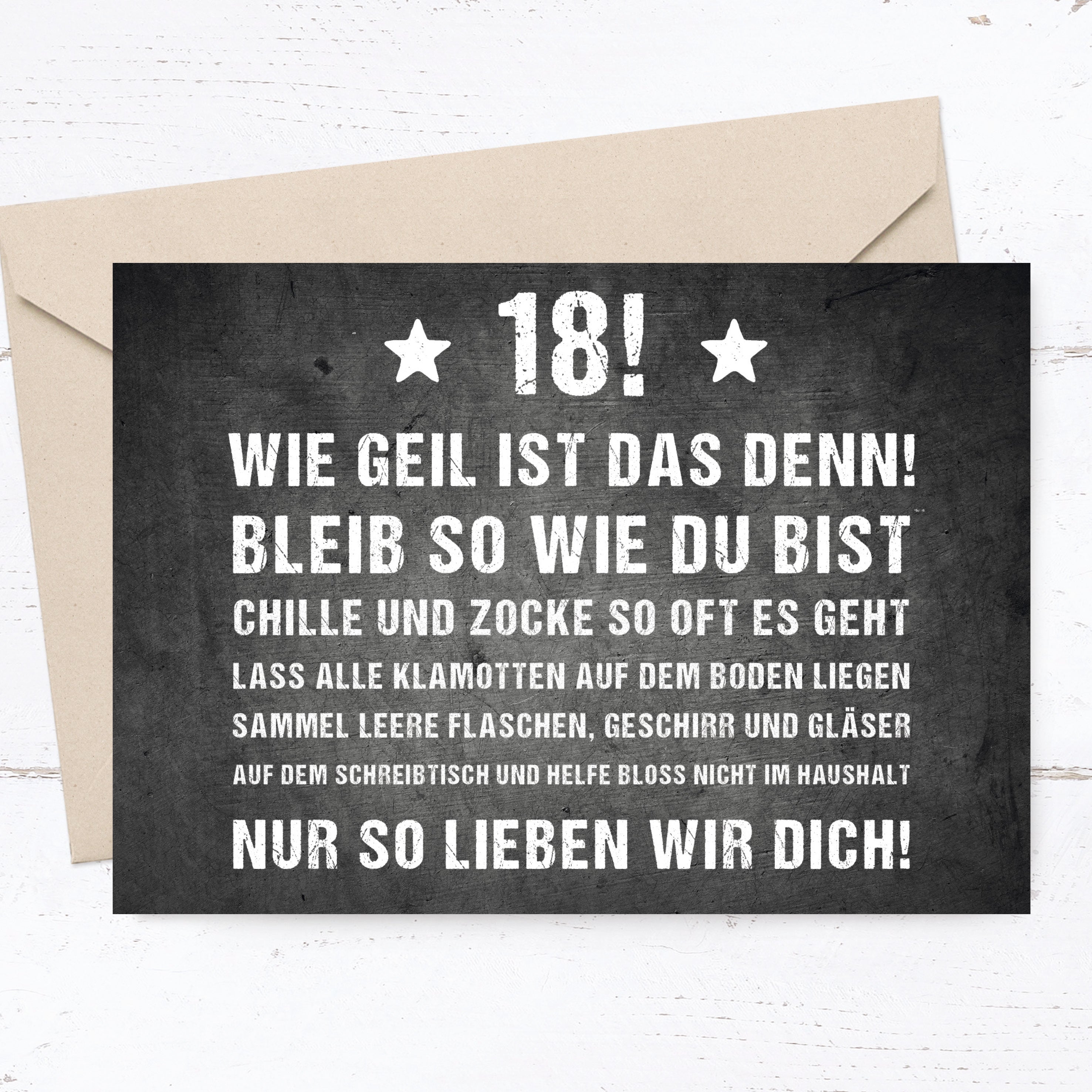Geburtstagskarte: 18! Wie geil ist das denn!